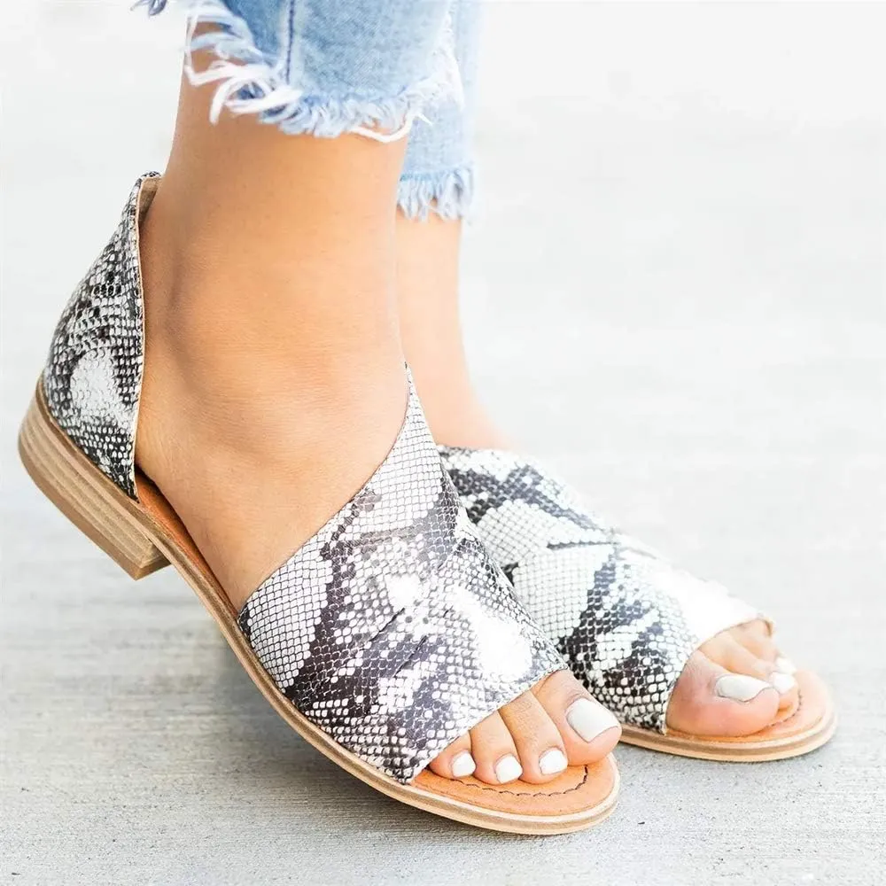 JITUUE Flat Sandals for Women Open Toe Slip on Low Heel Shoes Dress Gladiator Side Cutout Ankle Slides Summer