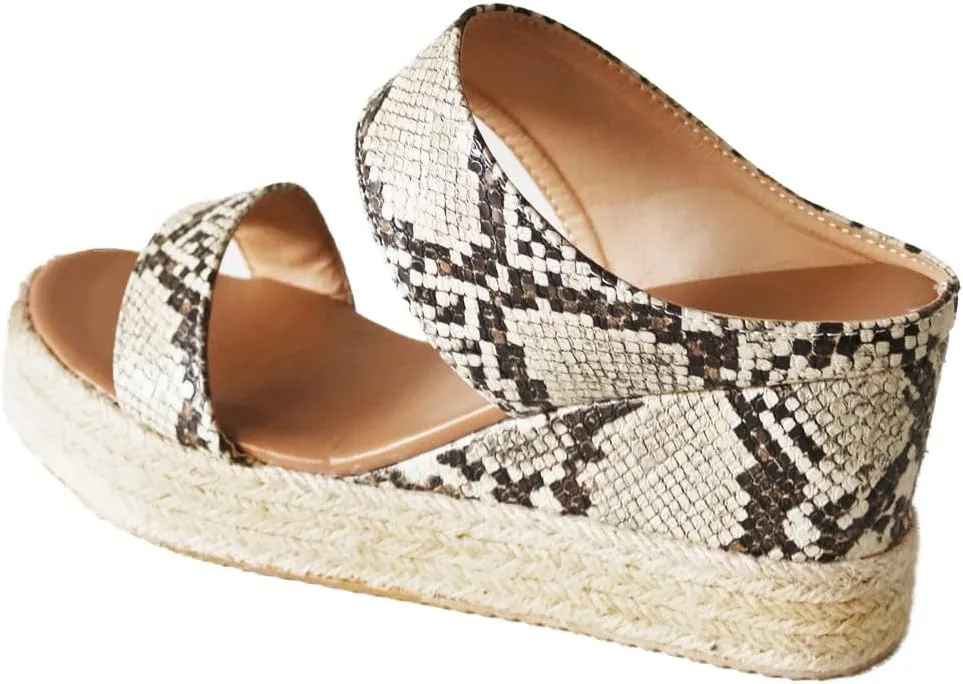 JITUUE Women's Open Toes Straps Wedge Slippers Sandals Low Heels Hemp Rope Casual Ankle Slingback Dress Shoes