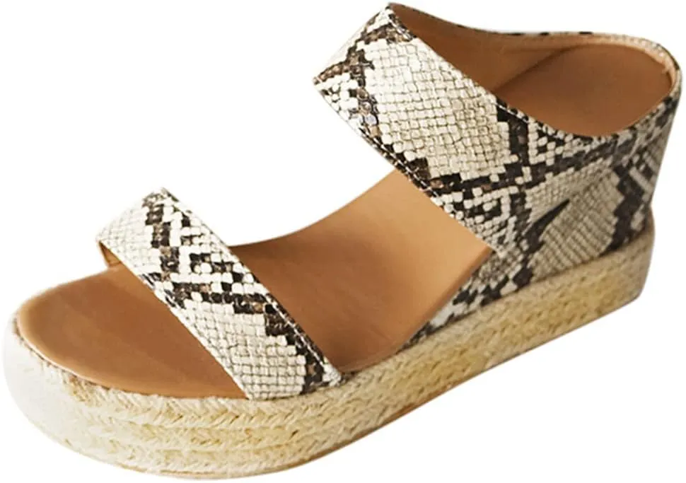 JITUUE Women's Open Toes Straps Wedge Slippers Sandals Low Heels Hemp Rope Casual Ankle Slingback Dress Shoes