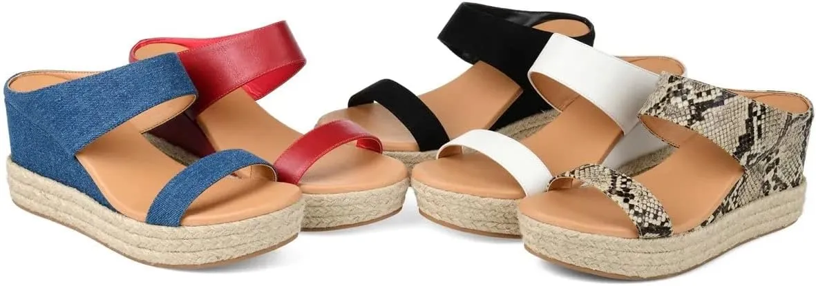 JITUUE Women's Open Toes Straps Wedge Slippers Sandals Low Heels Hemp Rope Casual Ankle Slingback Dress Shoes