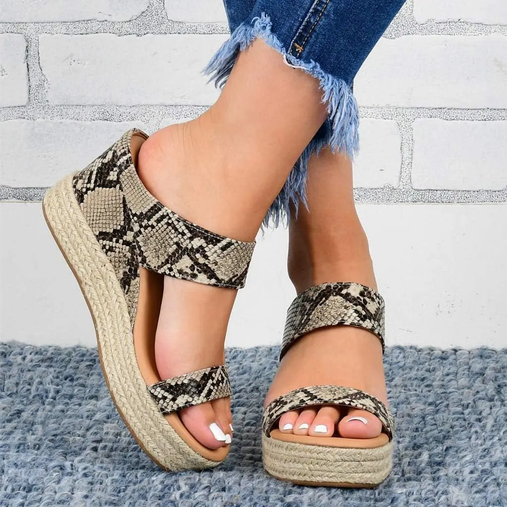 JITUUE Women's Open Toes Straps Wedge Slippers Sandals Low Heels Hemp Rope Casual Ankle Slingback Dress Shoes