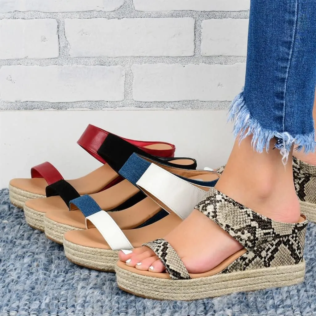 JITUUE Women's Open Toes Straps Wedge Slippers Sandals Low Heels Hemp Rope Casual Ankle Slingback Dress Shoes