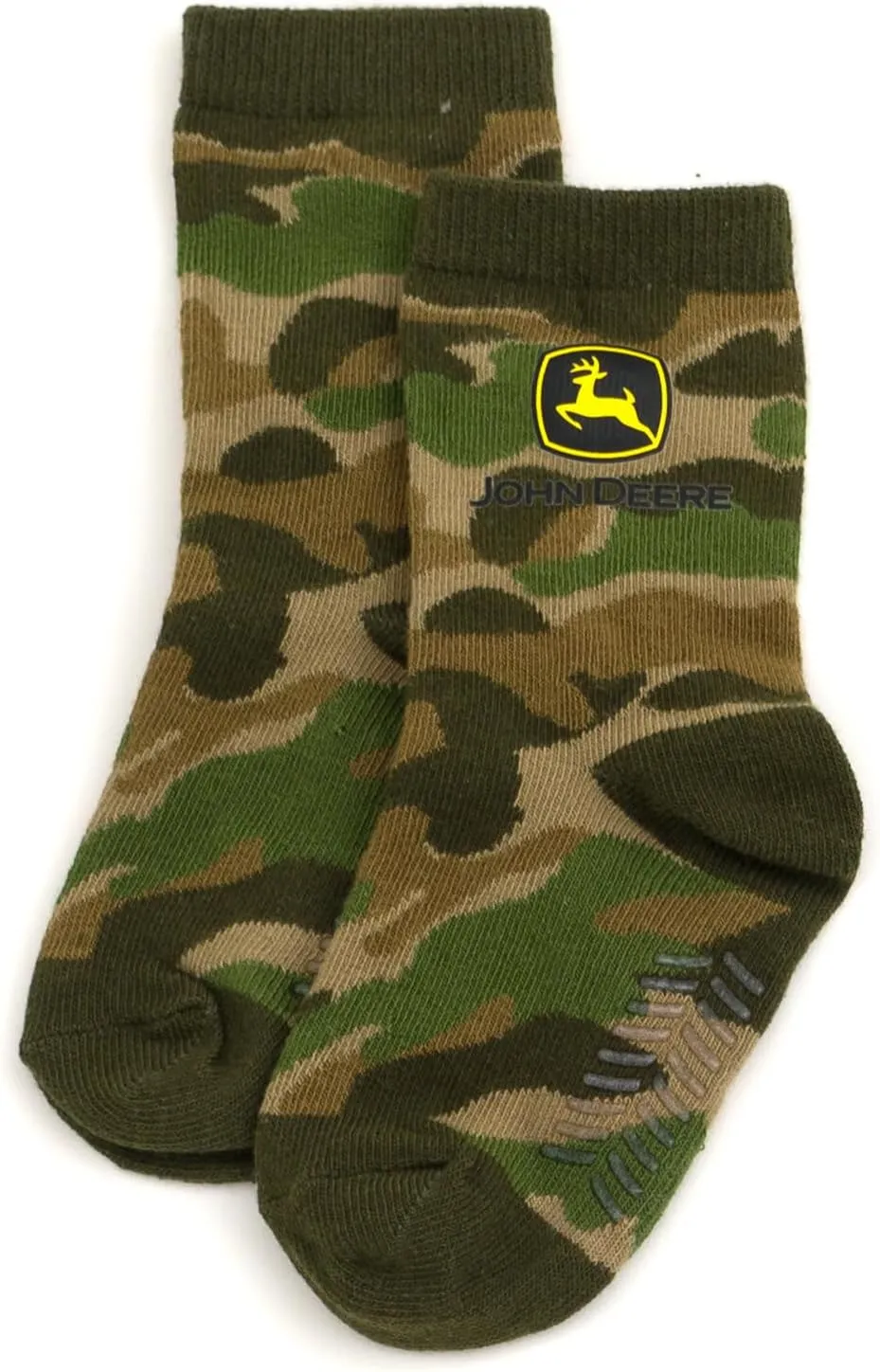 John Deere Truck 7 Pack Non-Slip Grip Crew Socks Toddler to Little Kid Sizes (2T-4T - 4-6)