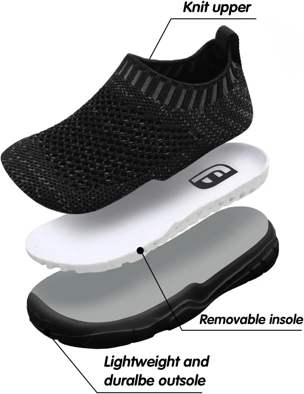 JOINFREE Toddler Boys Girls Sneaker Slip On Shoes Kids Lightweight Breathable Walking Shoes