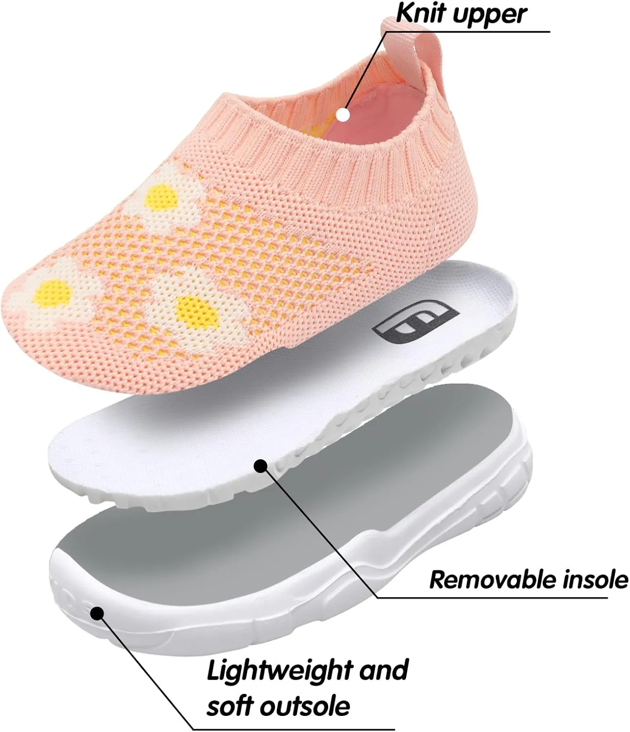 JOINFREE Toddler Boys Girls Sneaker Slip On Shoes Kids Lightweight Breathable Walking Shoes