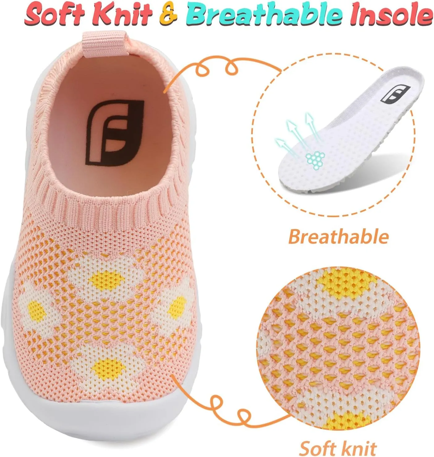 JOINFREE Toddler Boys Girls Sneaker Slip On Shoes Kids Lightweight Breathable Walking Shoes