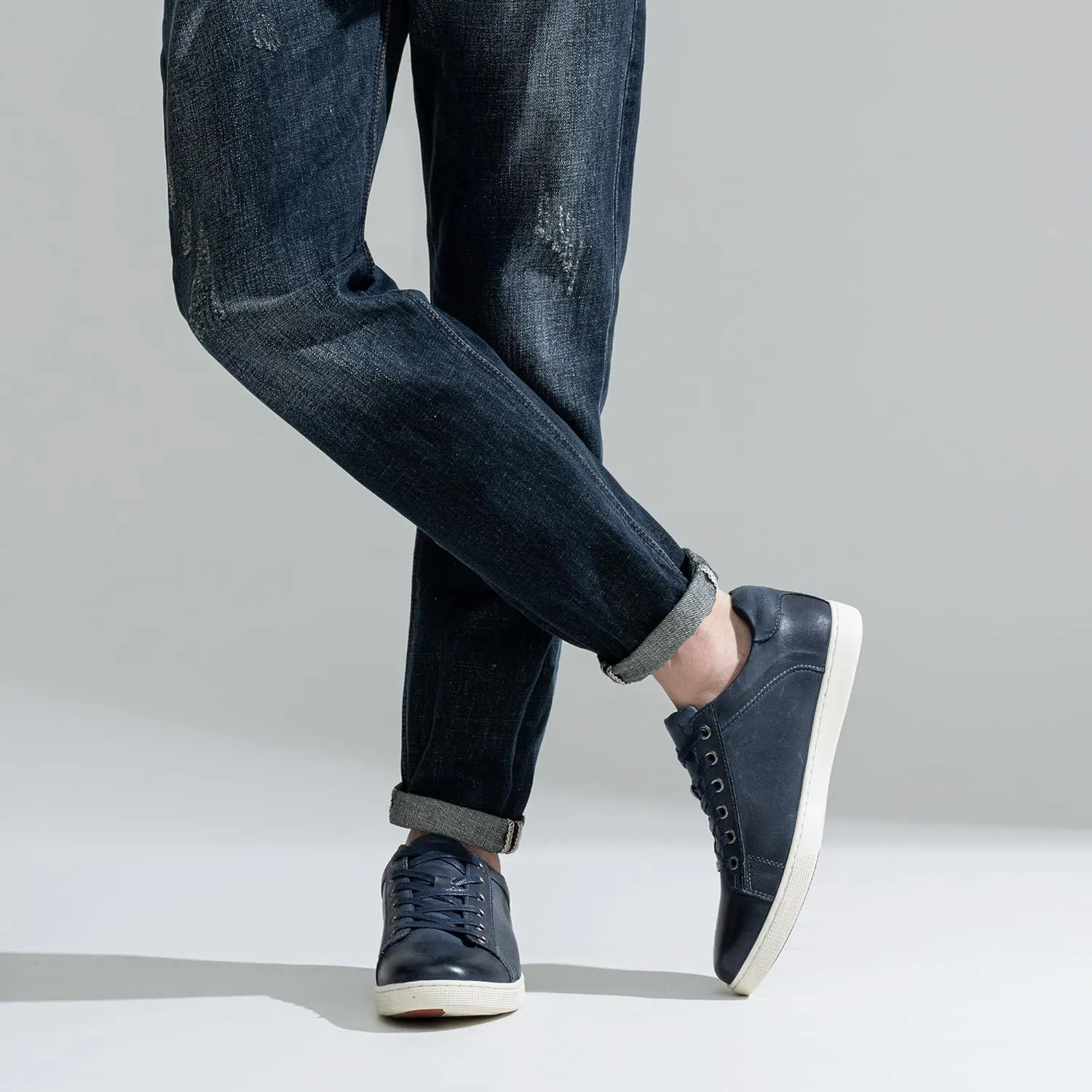 Jousen Men' s Casual Shoes Leather Dress Sneakers Business Casual Shoes for Men Breathable Fashion Sneakers