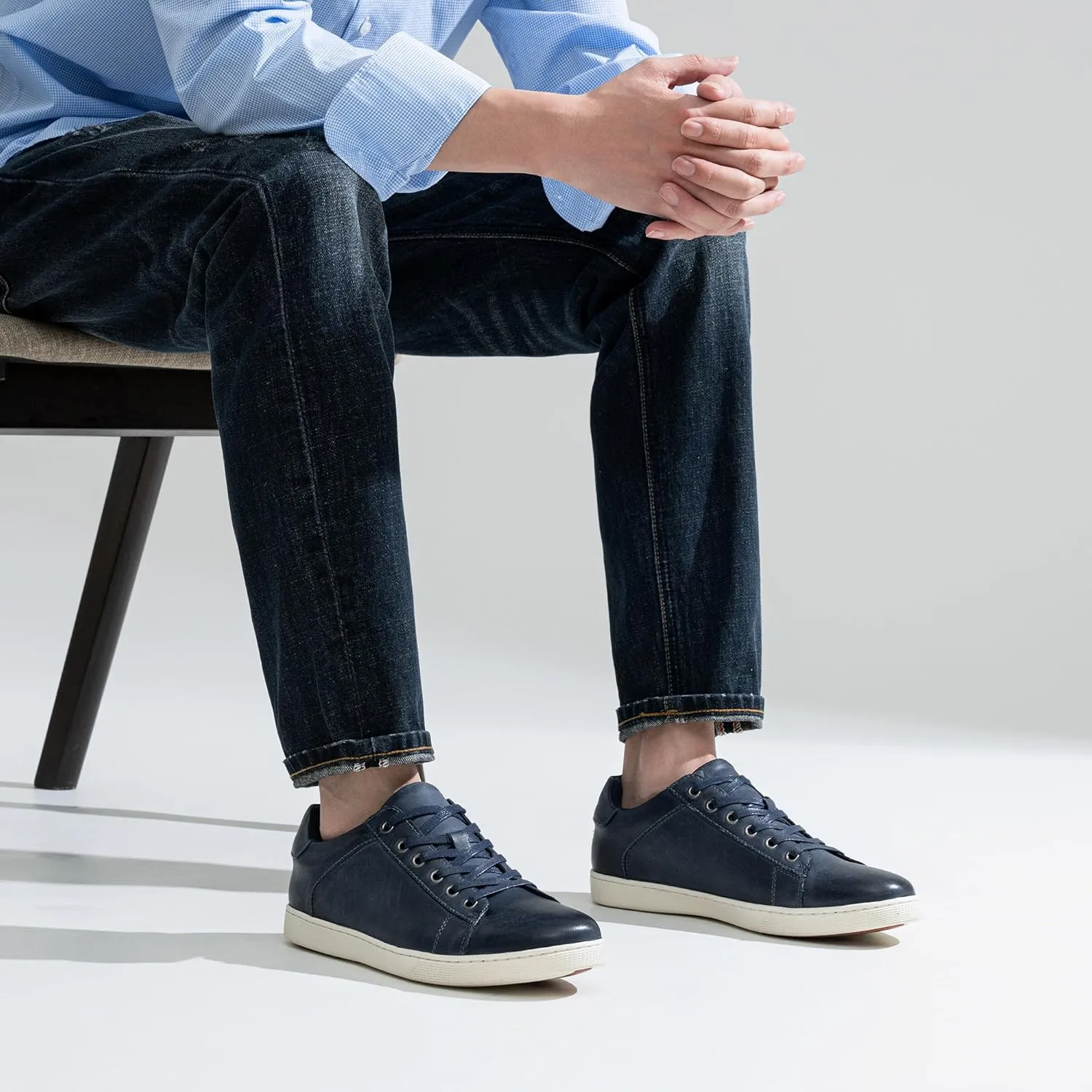Jousen Men' s Casual Shoes Leather Dress Sneakers Business Casual Shoes for Men Breathable Fashion Sneakers