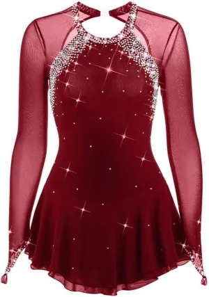 JRUIA Artistic Ice Skating Competition Dresses for Girls Women's Figure Skating Leotard Costume Ballet Gymnastics Crystal