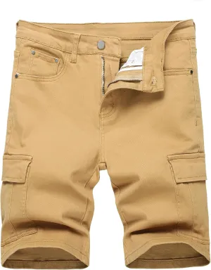 JUNBAOSS Men's Slim Fit Stretch Denim Shorts Ripped Skinny Jean Shorts for Men,Fashion Straight Comfort Flex Waist Short