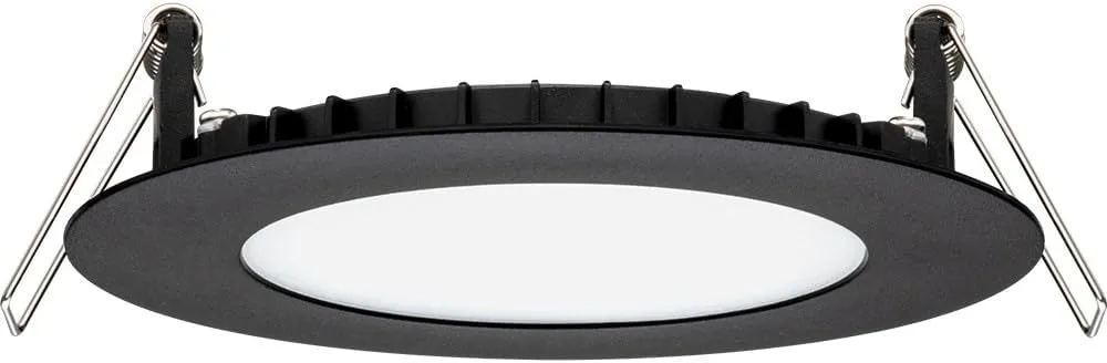 Juno LED Recessed Lights 6 Inch Round Wafer Downlight, 5-in-1 Switchable White Color Temperature, 120 Volts, 6-Inch Ultra-Thin Flat Trim, Matte Black with Brushed Nickel Trim (WF6 SWW5 90CRI MBBN M6)