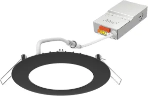 Juno LED Recessed Lights 6 Inch Round Wafer Downlight, 5-in-1 Switchable White Color Temperature, 120 Volts, 6-Inch Ultra-Thin Flat Trim, Matte Black with Brushed Nickel Trim (WF6 SWW5 90CRI MBBN M6)