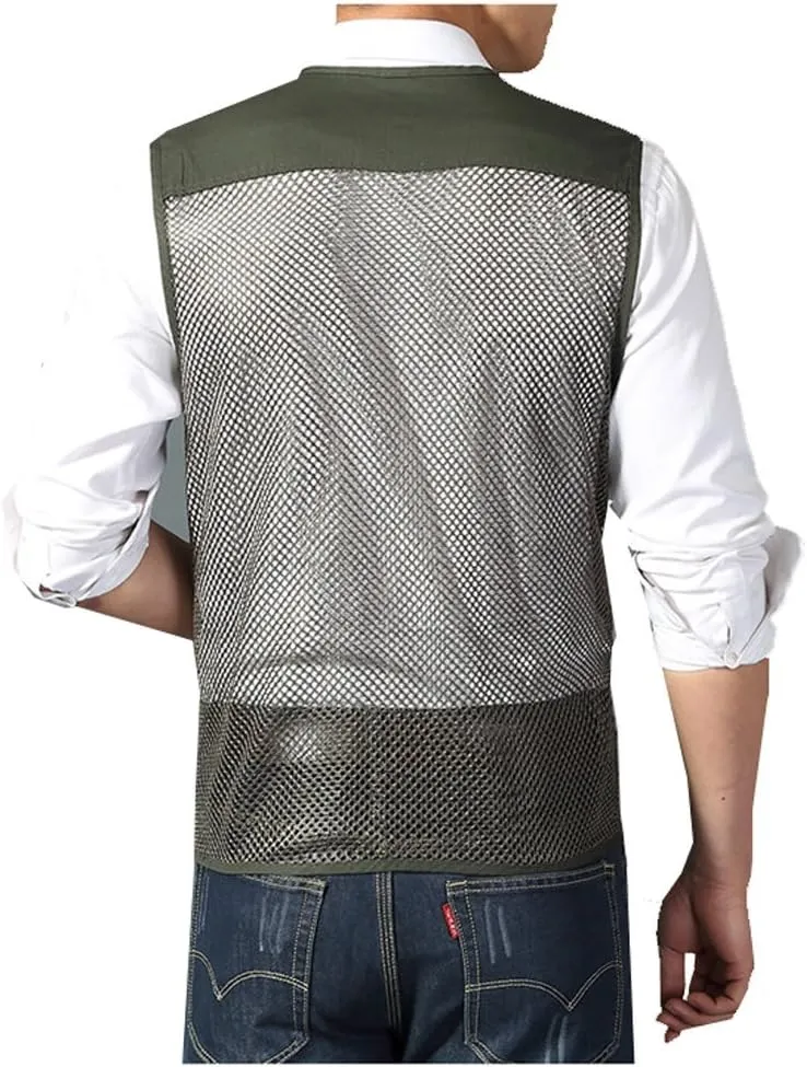 Kedera Men's Safari Fishing Vest Summer Outdoor Mesh Work Journalist's Vest Jacket