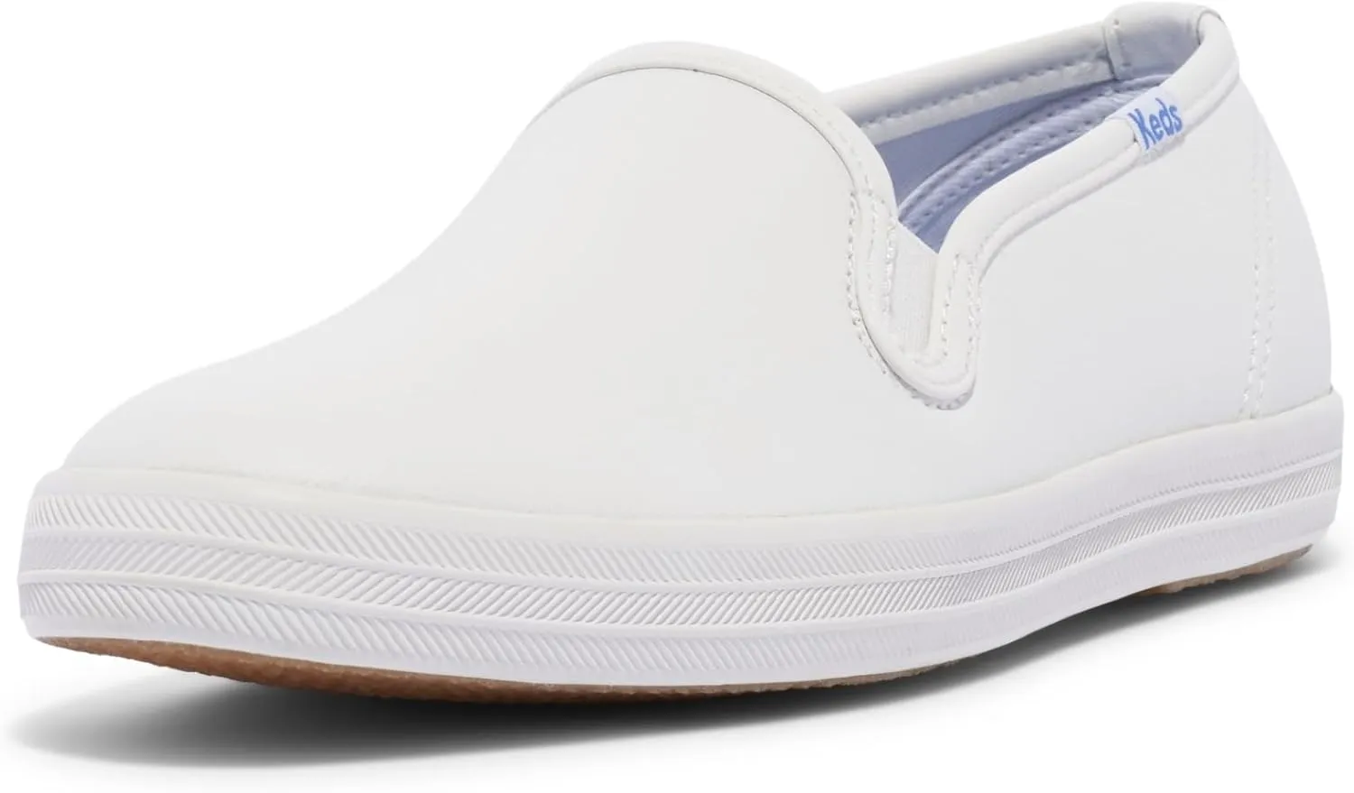 Keds Women's Champion Slip on Sneaker, White Leather, 13 Narrow