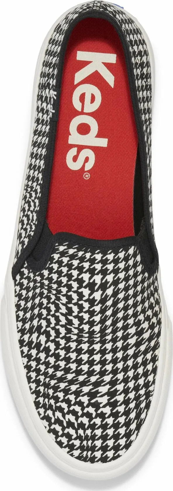 Keds Women's Double Decker Slip on Sneaker, Black/White Houndstooth Canvas, 8.5