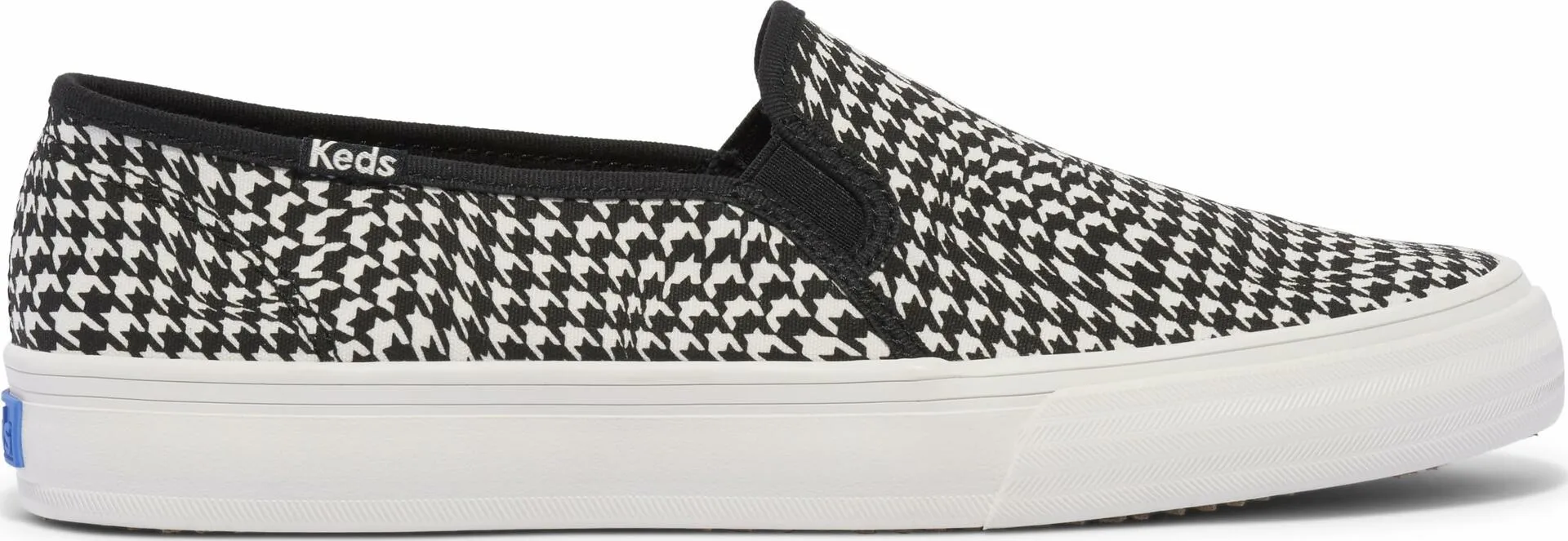 Keds Women's Double Decker Slip on Sneaker, Black/White Houndstooth Canvas, 8.5