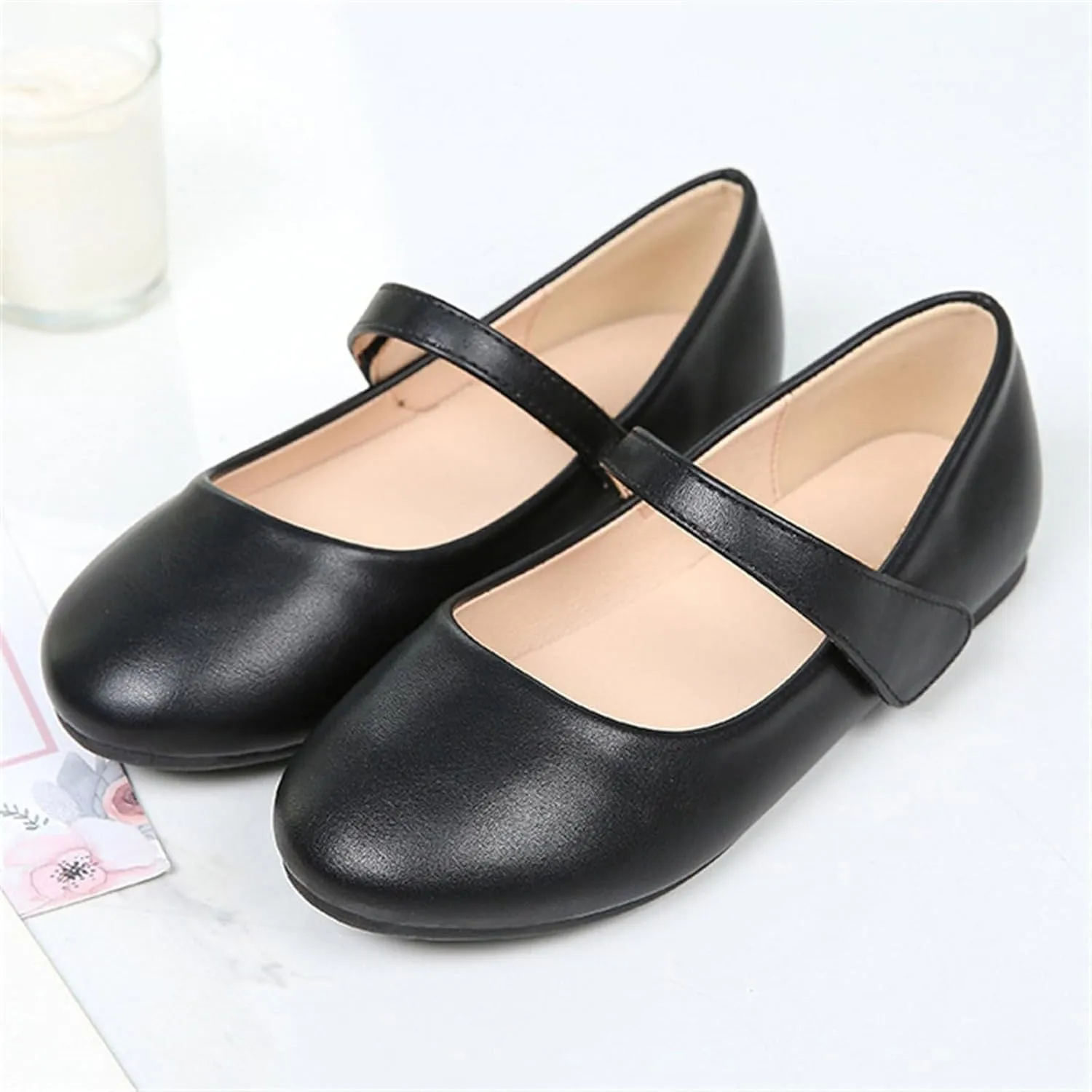 Kids Girl Black Mary Jane Shoes Ballet Dress Shoe Teen Wedding Casual Walking Slip-On Shoes