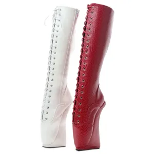 Knee-High Boots 7" Super High Ballet Heel Boots Platform Snake Print Women Sexy Boots