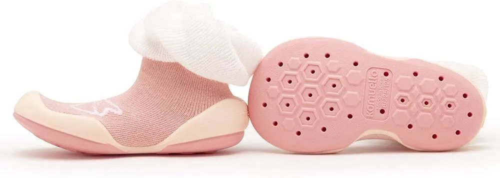 Komuello Toddler Girl Shoes, Premium Materials, Breathable, Washable, Non-Slip, Stay-On, Cotton Socks with Air Pocket Cushion for Indoor and Outdoor - BPA Free Toddler Shoes for Girls
