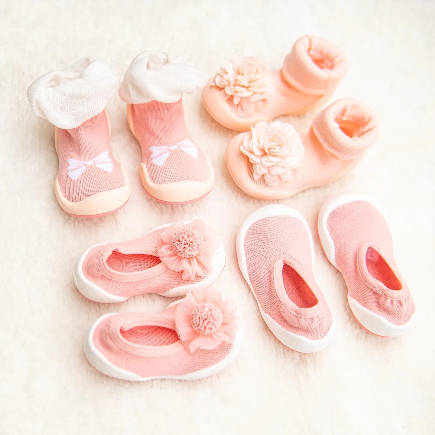 Komuello Toddler Girl Shoes, Premium Materials, Breathable, Washable, Non-Slip, Stay-On, Cotton Socks with Air Pocket Cushion for Indoor and Outdoor - BPA Free Toddler Shoes for Girls