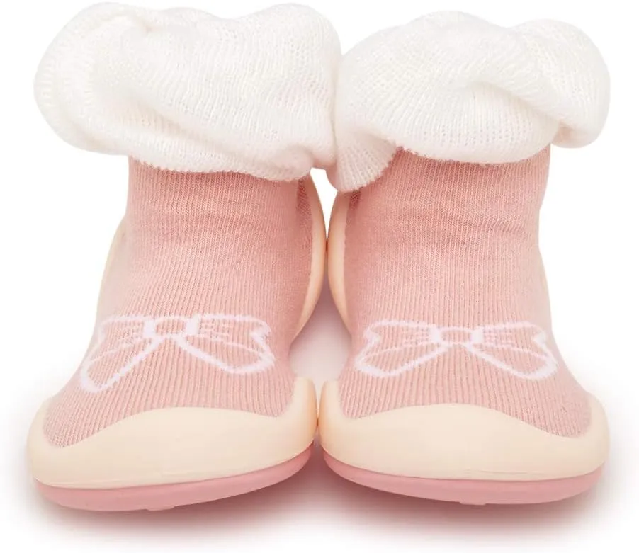 Komuello Toddler Girl Shoes, Premium Materials, Breathable, Washable, Non-Slip, Stay-On, Cotton Socks with Air Pocket Cushion for Indoor and Outdoor - BPA Free Toddler Shoes for Girls