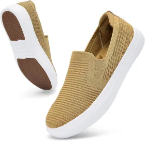 konhill Loafers for Women Slip on Walking Shoes Knit Breathable Tennis Work Comfortable Casual Fashion Sneakers