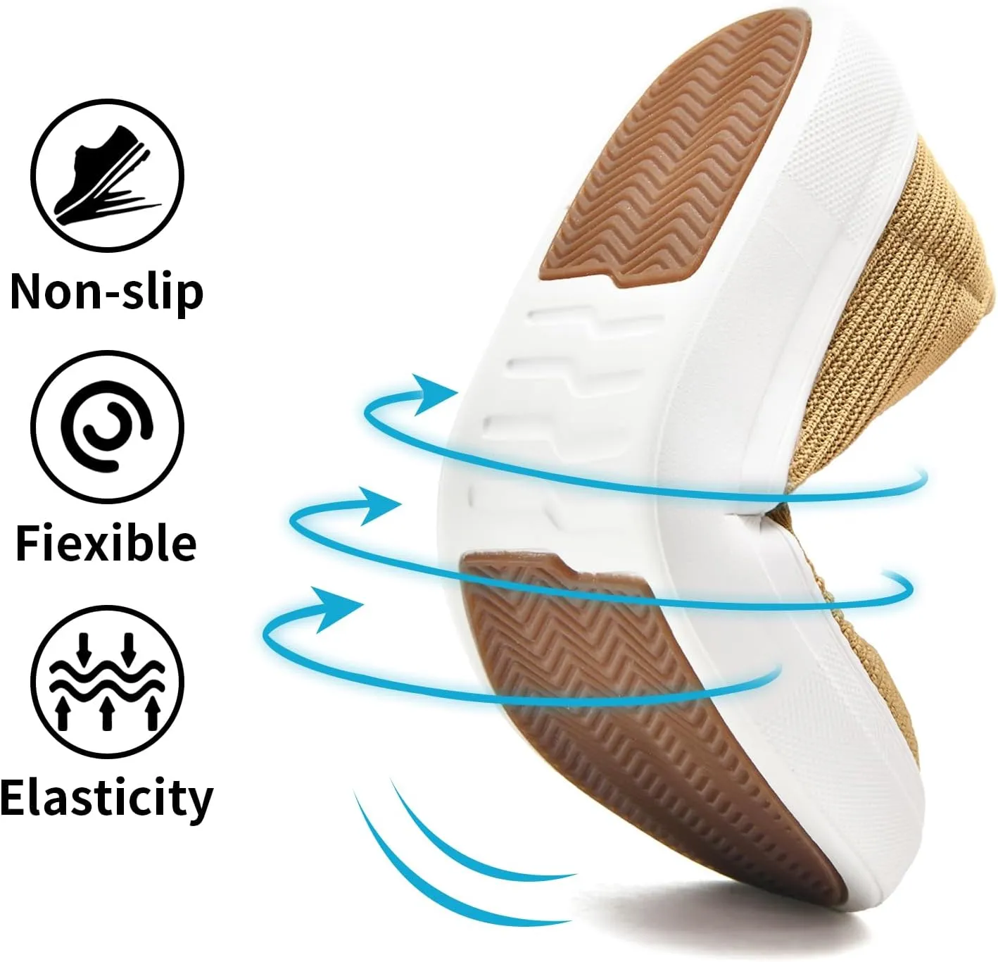 konhill Loafers for Women Slip on Walking Shoes Knit Breathable Tennis Work Comfortable Casual Fashion Sneakers