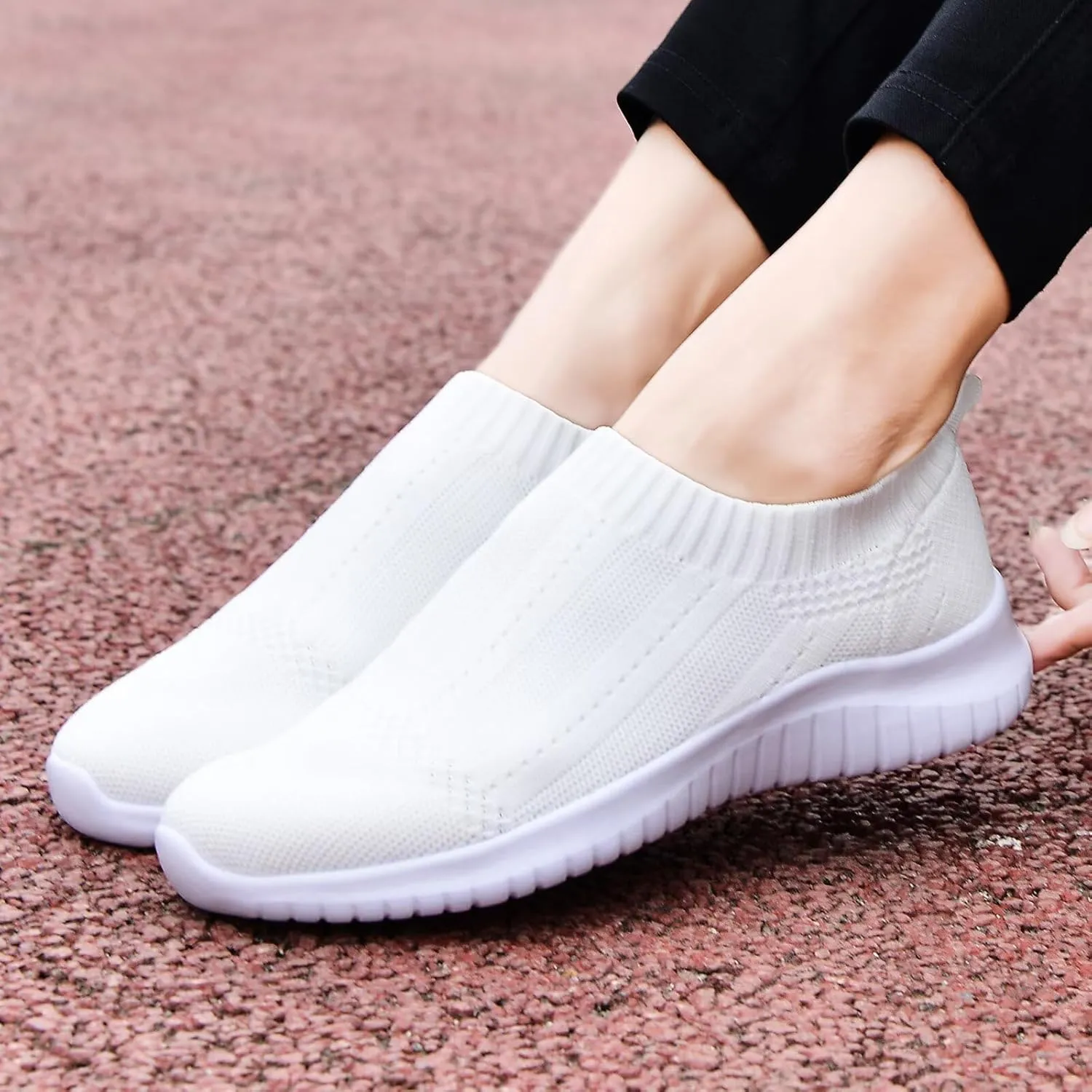 konhill Women's Slip On Sneakers Non Slip Walking Shoes Breathable Mesh Work Casual Lightweight Tennis Workout Shoes