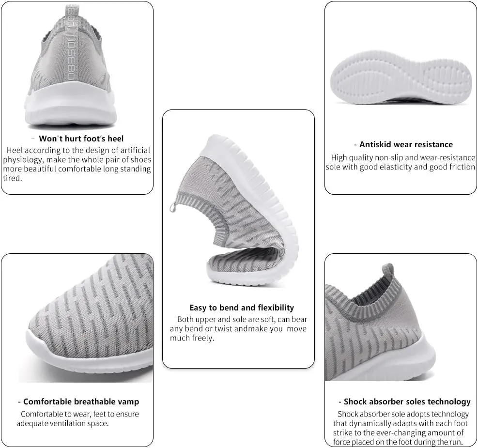 konhill Women's Slip On Sneakers Non Slip Walking Shoes Breathable Mesh Work Casual Lightweight Tennis Workout Shoes
