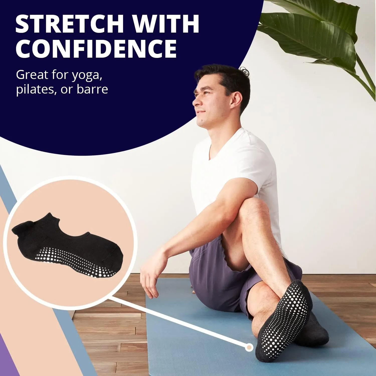 LA ACTIVE Non Slip Yoga Grip Socks - Barre Ballet Pilates Athletic Socks for Men and Women