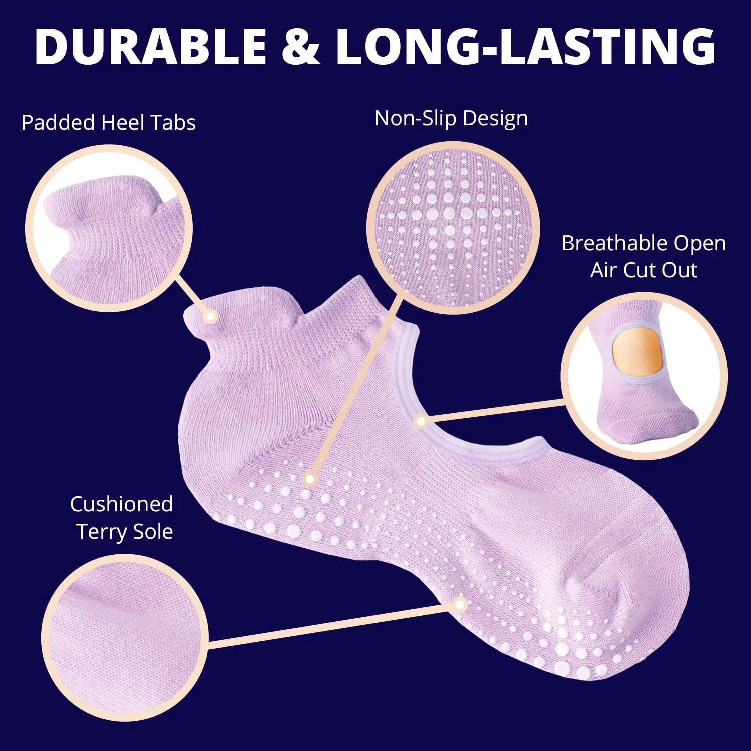 LA ACTIVE Non Slip Yoga Grip Socks - Barre Ballet Pilates Athletic Socks for Men and Women
