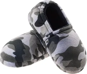 LA PLAGE Boys House Slippers with Cozy Memory Foam Slip On Camo House Shoes, Breathable Indoor Outdoor Warm Winter Home Slippers for Little Big Kids