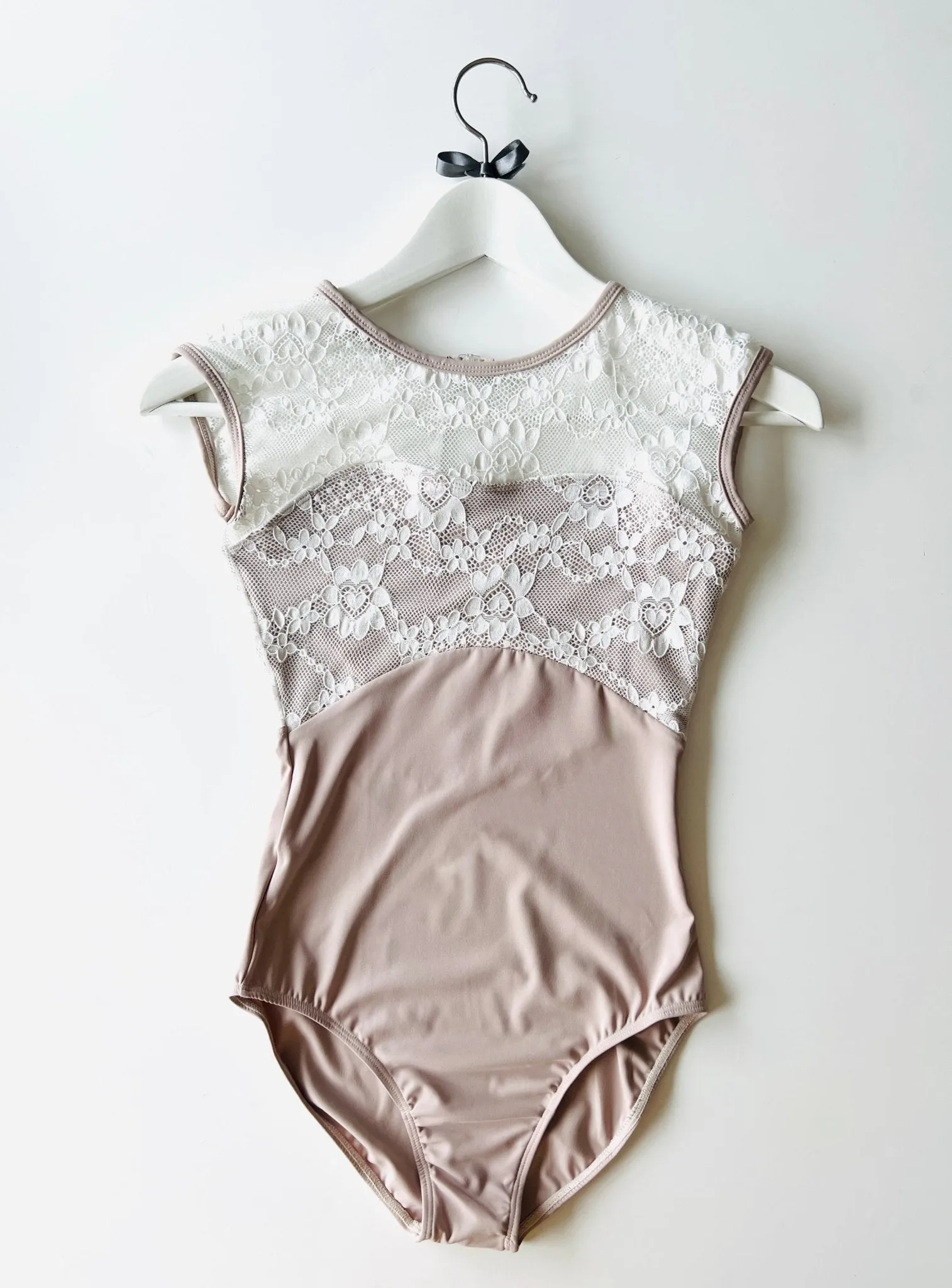 Lace Cap Sleeve Leotard - Dusky Pink