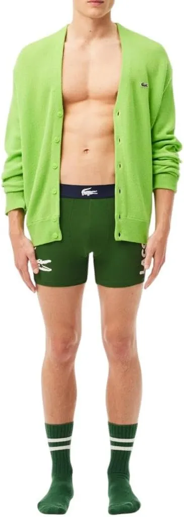 Lacoste Men's Cotton Stretch Big Croc Print Boxer Briefs, 3-Pack
