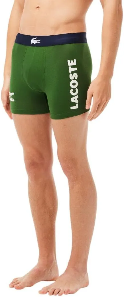 Lacoste Men's Cotton Stretch Big Croc Print Boxer Briefs, 3-Pack