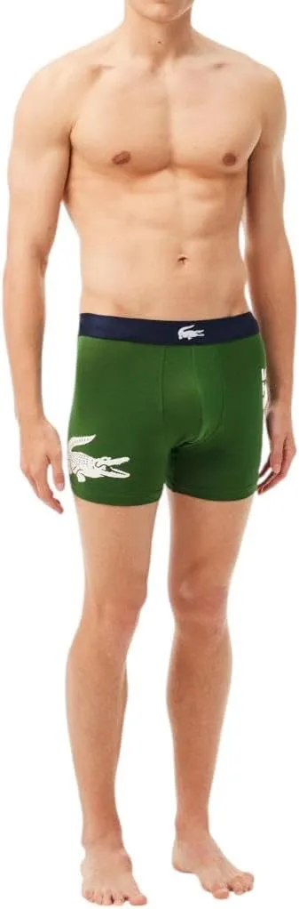 Lacoste Men's Cotton Stretch Big Croc Print Boxer Briefs, 3-Pack