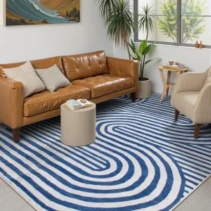 Lahome Modern Washable Area Rugs 5x7-Soft Blue Rugs for Bedroom Ultra-Thin Non-Shedding, Abstract Living Room Rugs Stain Resistant Geometric Large Carpet for Kids Room Office Dorm(5'X7',Blue)