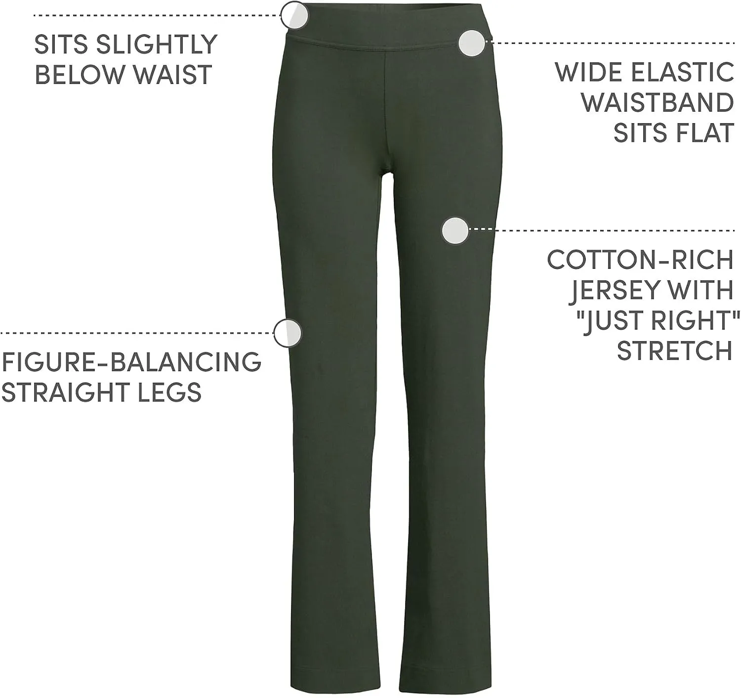 Lands' End Women's Starfish Mid Rise Straight Leg Pants