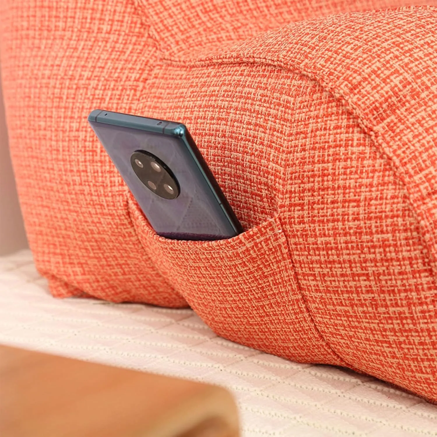 Large Reclining Reading Pillow, Comfortable Reclining Reading Pillow Cushion with Armrest Lumbar Pillow Backrest, Great Backrest for Reading A Book Or Playing A Game.