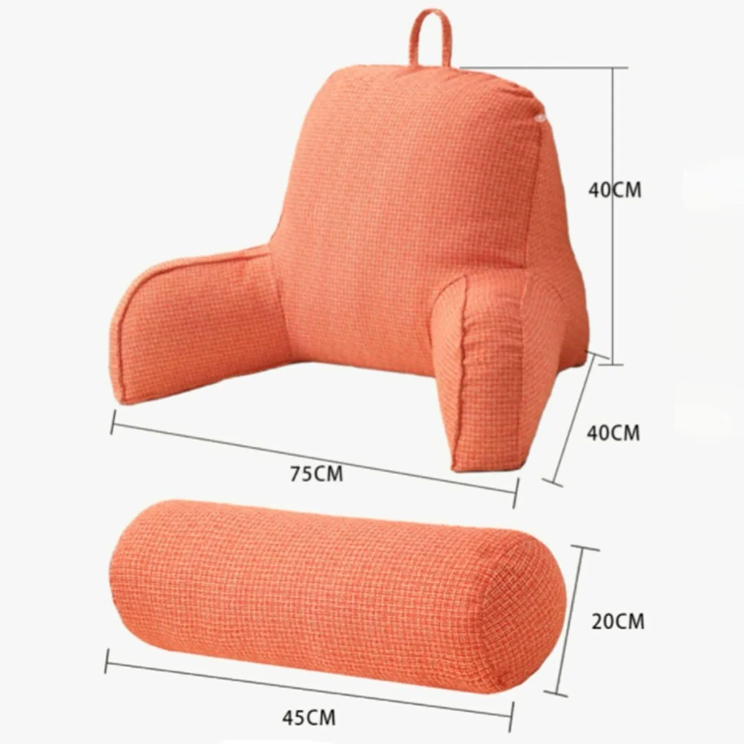 Large Reclining Reading Pillow, Comfortable Reclining Reading Pillow Cushion with Armrest Lumbar Pillow Backrest, Great Backrest for Reading A Book Or Playing A Game.