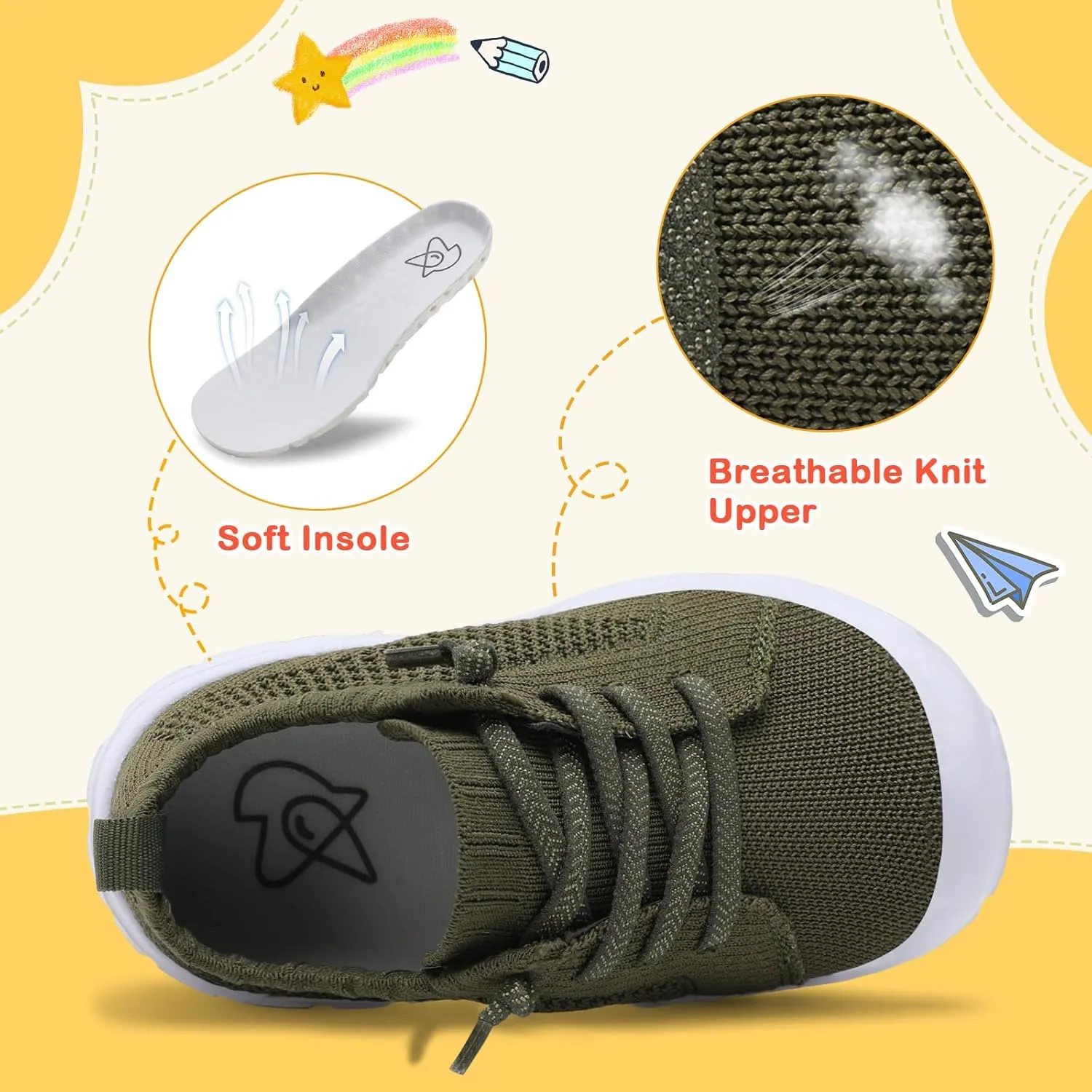 LeIsfIt Toddler Shoes Boys Girls Barefoot Shoes Kids Breathable Sneakers Tennis Shoes Slip on Shoes