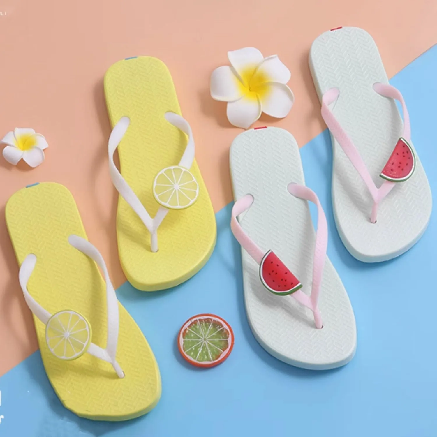 Lemon Flip Flops Summer Beach Vacation Casual Comfy Flip Flop Sandal Lemon Flip Flops for Women
