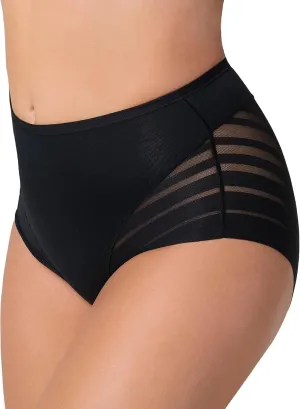 Leonisa High Waisted Invisible Tummy Control Shapewear for Women - Stripe Lace Ladies Underwear Panties