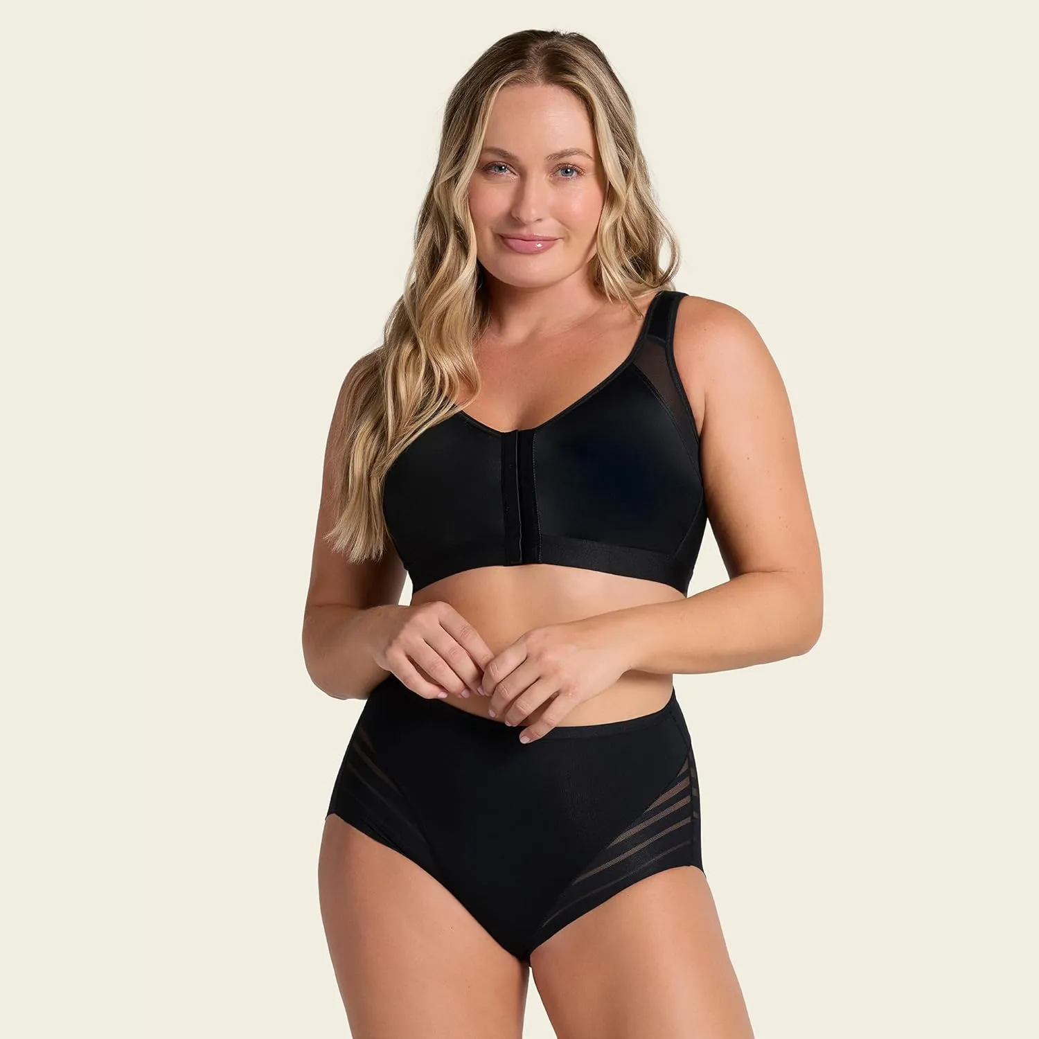 Leonisa High Waisted Invisible Tummy Control Shapewear for Women - Stripe Lace Ladies Underwear Panties