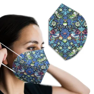 Lightweight Face Mask Cover for ear loop KN95 masks - Liberty London Strawberry Thief Print Cover - Single layer bonded fabric - No extra loops! William Morris
