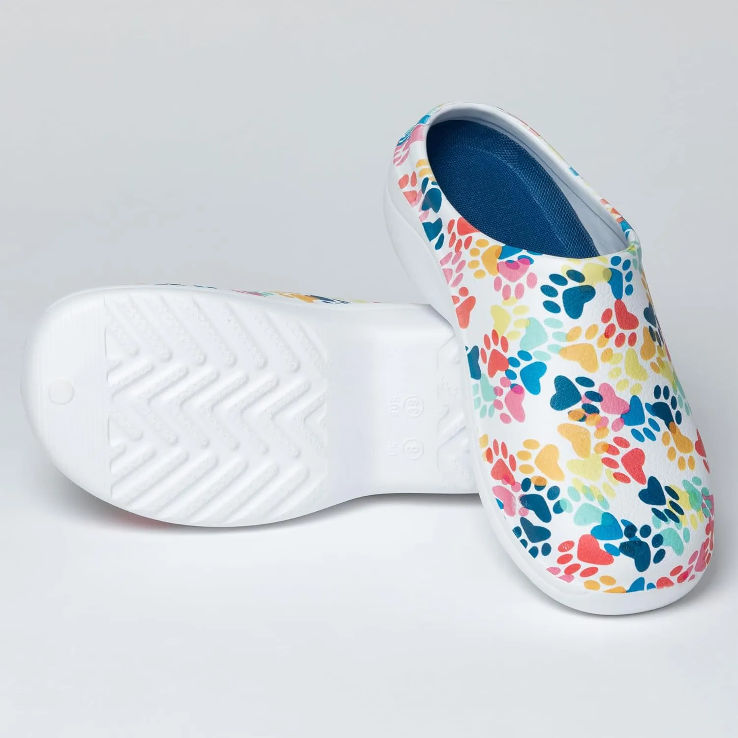 Lightweight Paw Print Garden Clogs Comfortable & Breathable Slip-On Shoes for Gardening