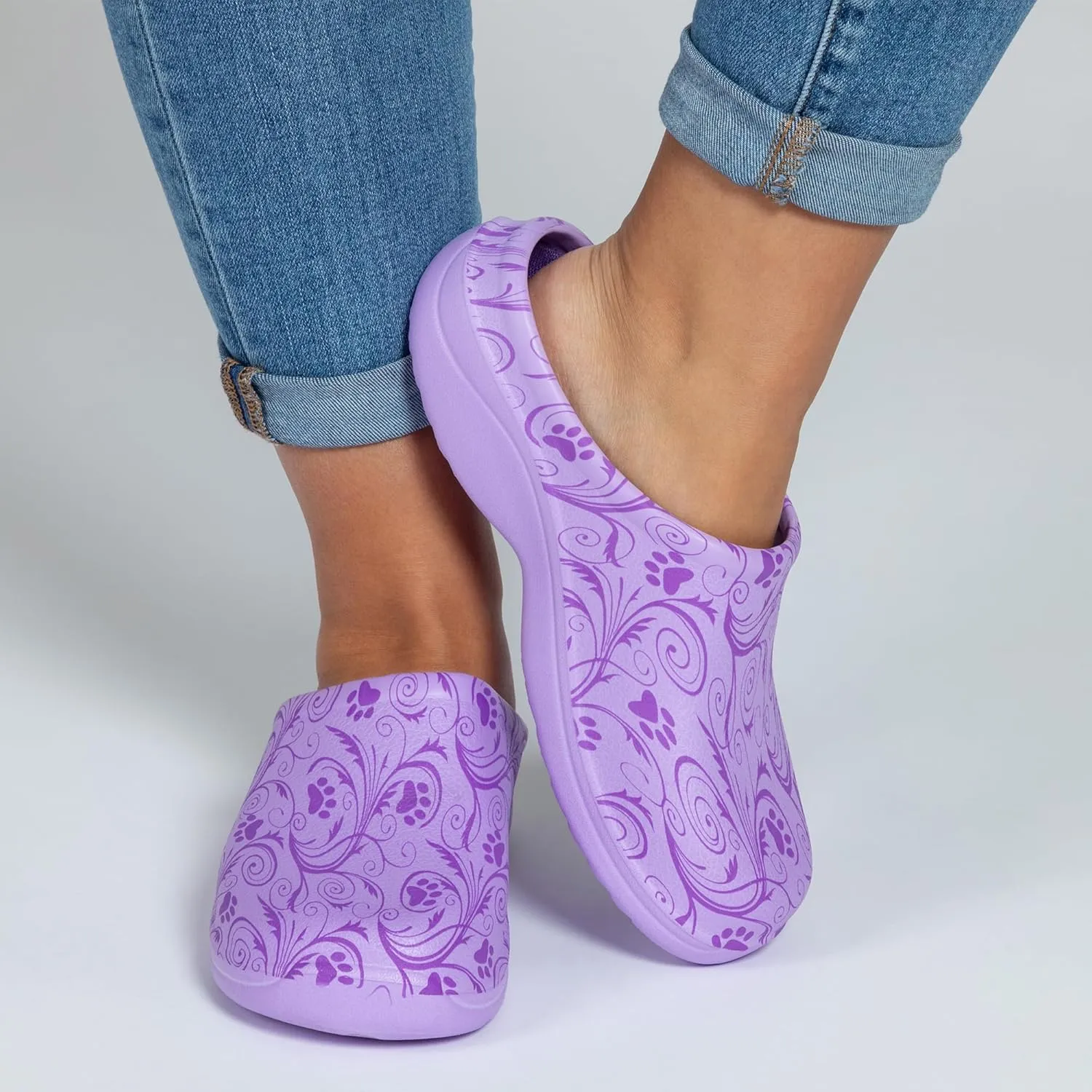 Lightweight Paw Print Garden Clogs Comfortable & Breathable Slip-On Shoes for Gardening