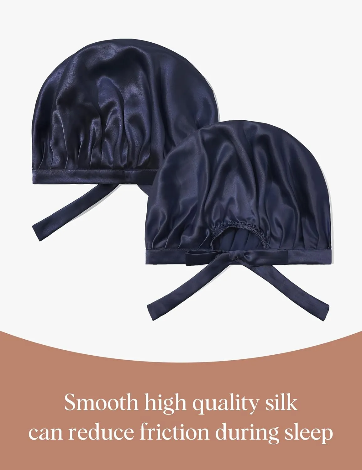 LILYSILK 100% Mulberry Silk Bonnet, Silk Night Sleep Cap Adjustable Hair Wrap for Sleeping, Deep Blue