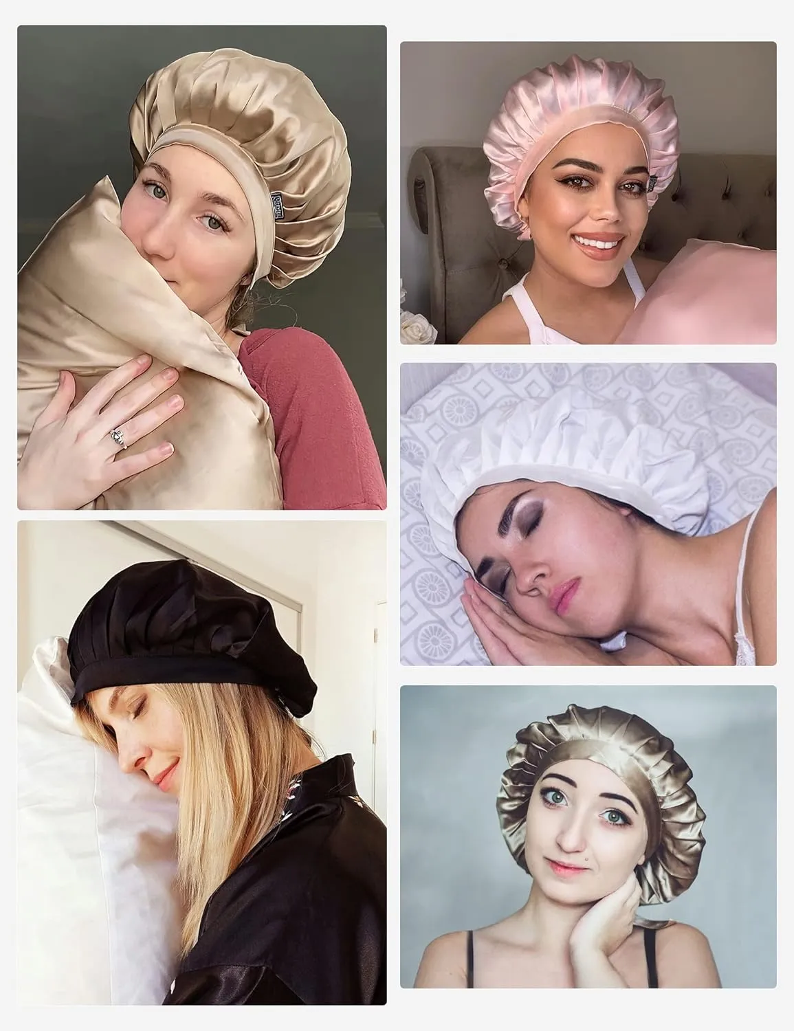 LILYSILK 100% Mulberry Silk Bonnet, Silk Night Sleep Cap Adjustable Hair Wrap for Sleeping, Deep Blue