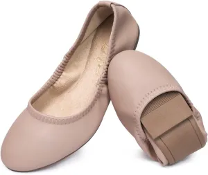 LM Women's Ballet Flats Round Toe Slip On Flats Shoes Casual Dress Shoes Foldable Portable Travel Ballet Flat